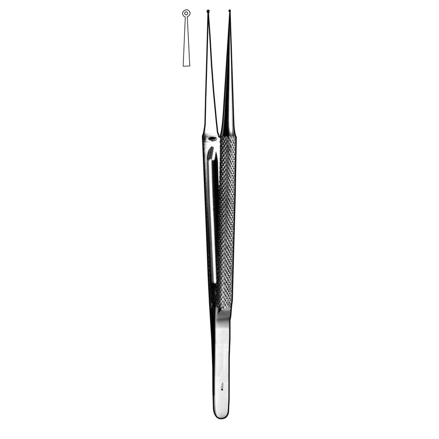 Titanium Micro Ring Tip Forceps, Tips Impregnated W/ Fine Tungsten Carbide Dust, Lightweight Round Handle, 1.0 Mm Tips, 6" (15.0 Cm)
